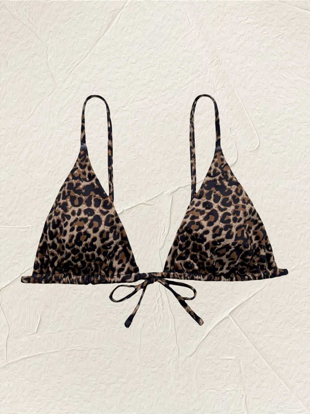 XS - L 2024 New Sexy opard Printed Padded Bikini Top Fa Swimsuit Women Swimwear Bather Bathing Suit Swim Beach Top K5773XJ241212