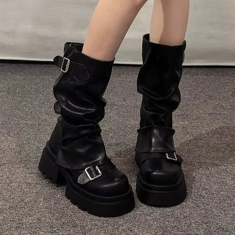 Womens boots brown leopard retro spring summer autumn height increase comfortable anti slip fashionable buckle boots 241213