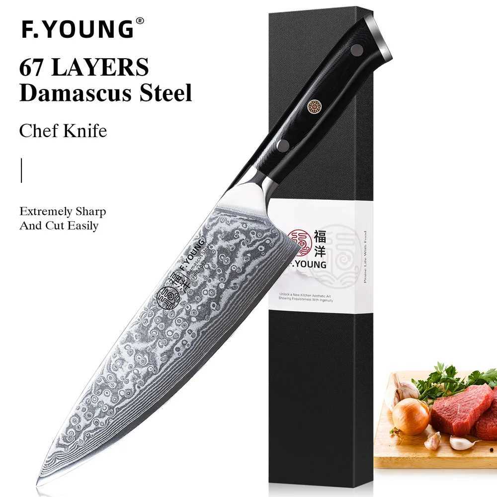 F.YOUNG 8 Professional Chefs Knives Japanese 67 Layer Damascus Steel VG10 Core Super Sharp Meat Fish Vegetable Kitchen Knife Y241212