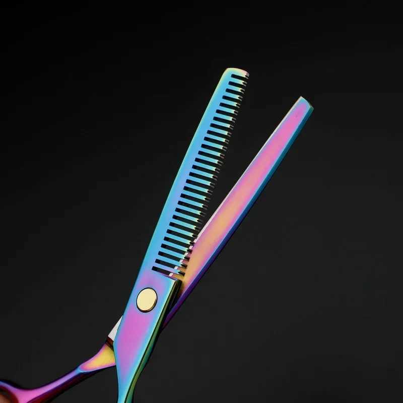 New Arrival Professional Japanese 440c steel 6-inch rainbow hair clipper set hair clipper thin hair clipper Z241213