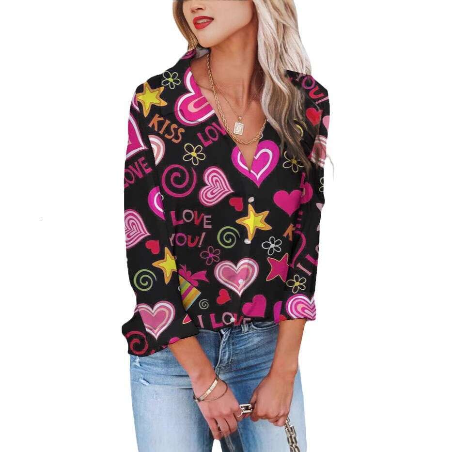 Women's European American New Loose Printed Pullover Shirt, Long Sleeved Polka Dot Top, Women's Trendy Clothing, Fashionable And Casual Temp