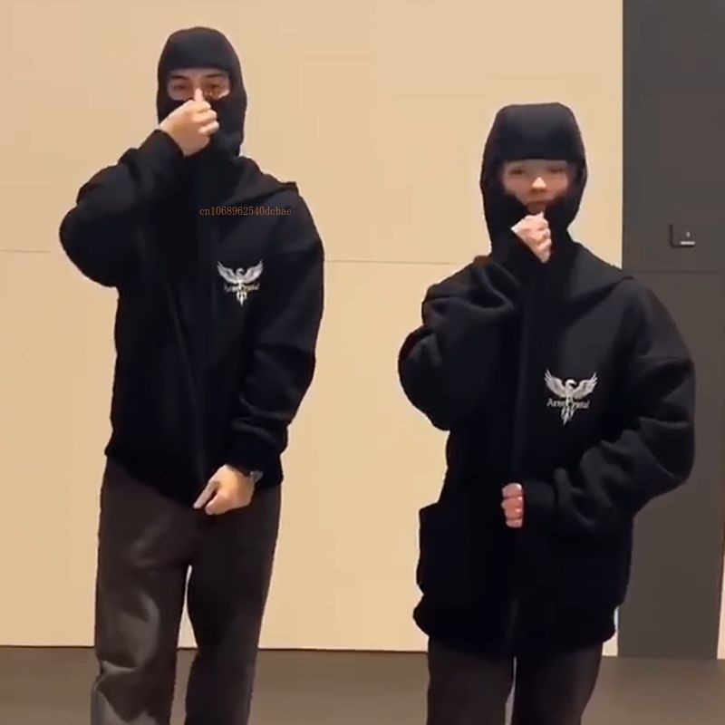 Cap Unique Design Hooded Sweatshirt Men Women Ins Tide Brand Double Headed Eagle Zipper Hoodie Winter Loose Couple Jacket
