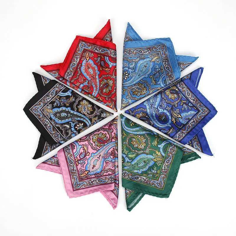 New mens handle retro Paisley pocket square soft Hanks wedding party commercial artificial silk chest scarf gift W241213