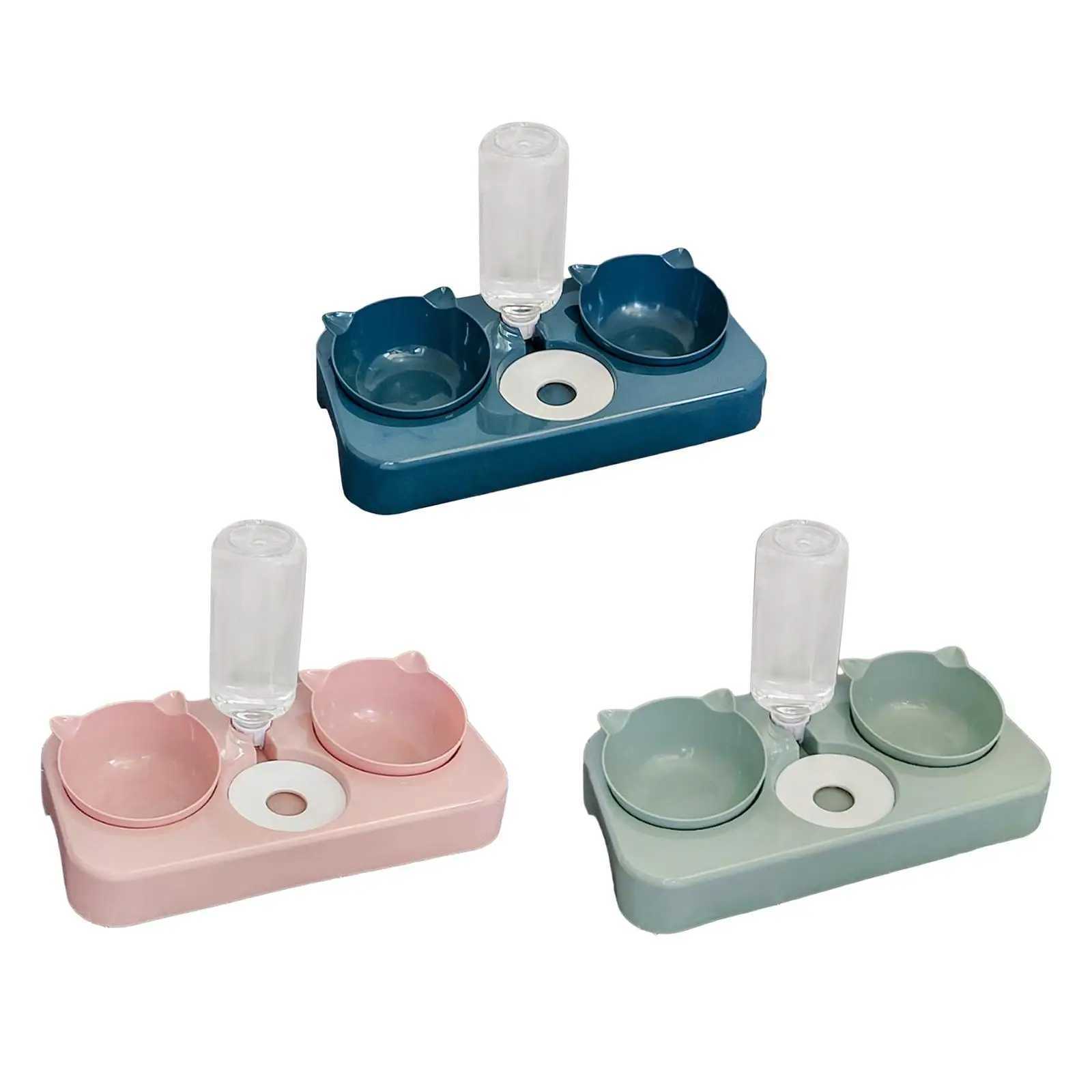 Cat Feeders 3 in 1 Dog Cat Bowls Water and Food Bowl Set for Rabbit Small or Medium Dogs z241213
