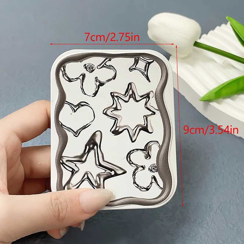 Cartoon Star Flip-Top Folding Makeup Mirror Portable Pocket Mirror Women Rectangle Cosmetic Make Up Mirror With CombXJ241213