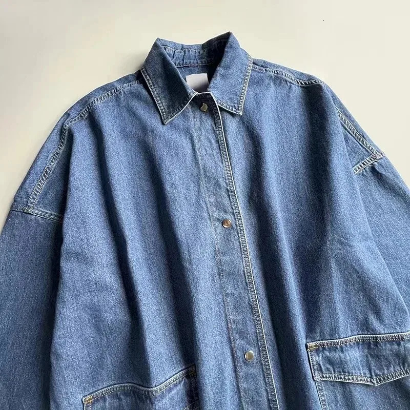denim jacket Origina silhouette wide sleeved fried loose fit shirt modern retro large pocket 2024 241211