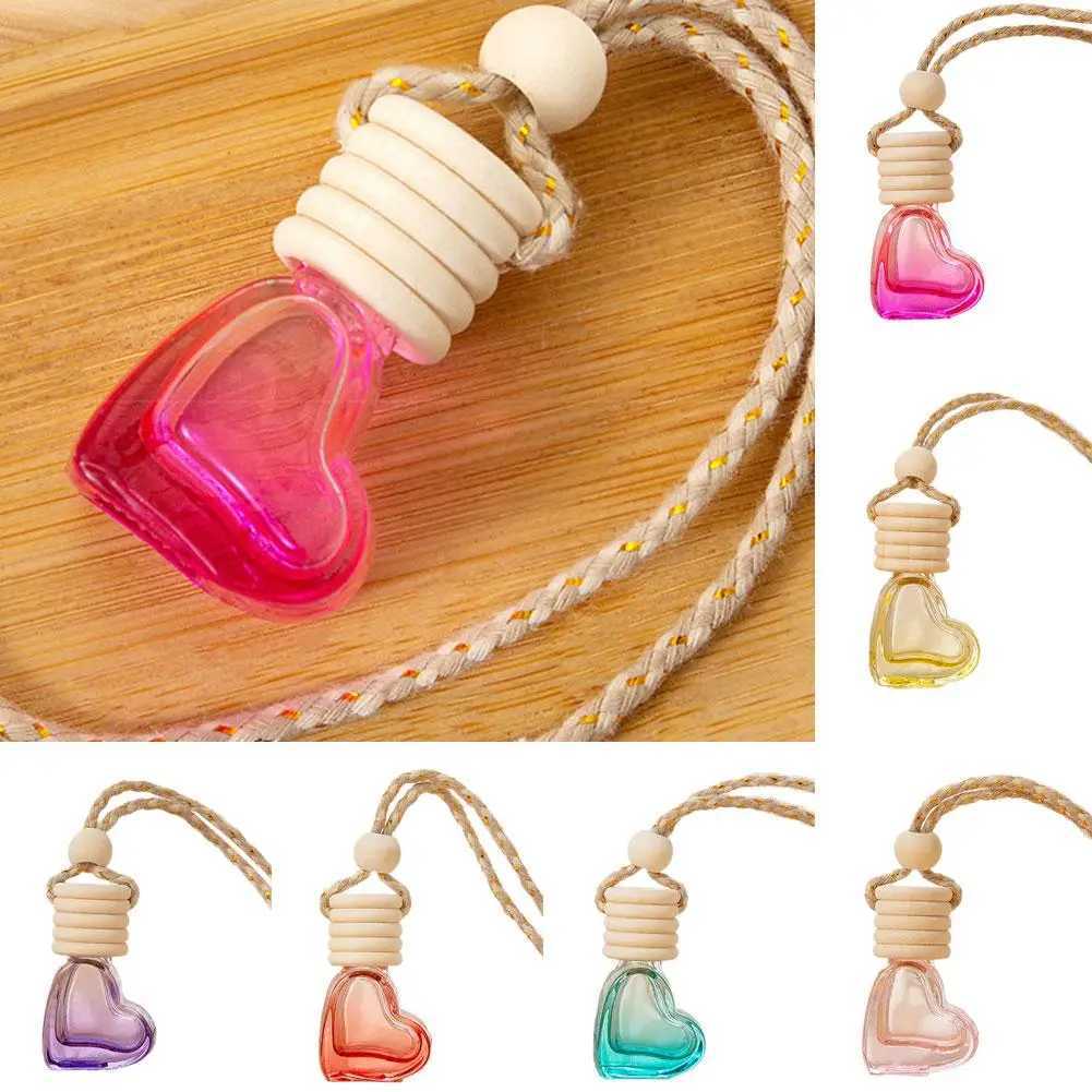 Car Interior Hanging Decor Heart Shaped Aroma Bottle 6ml Essential Oil Diffuser Fragrance Air ener Car AccessoriesXJ241213