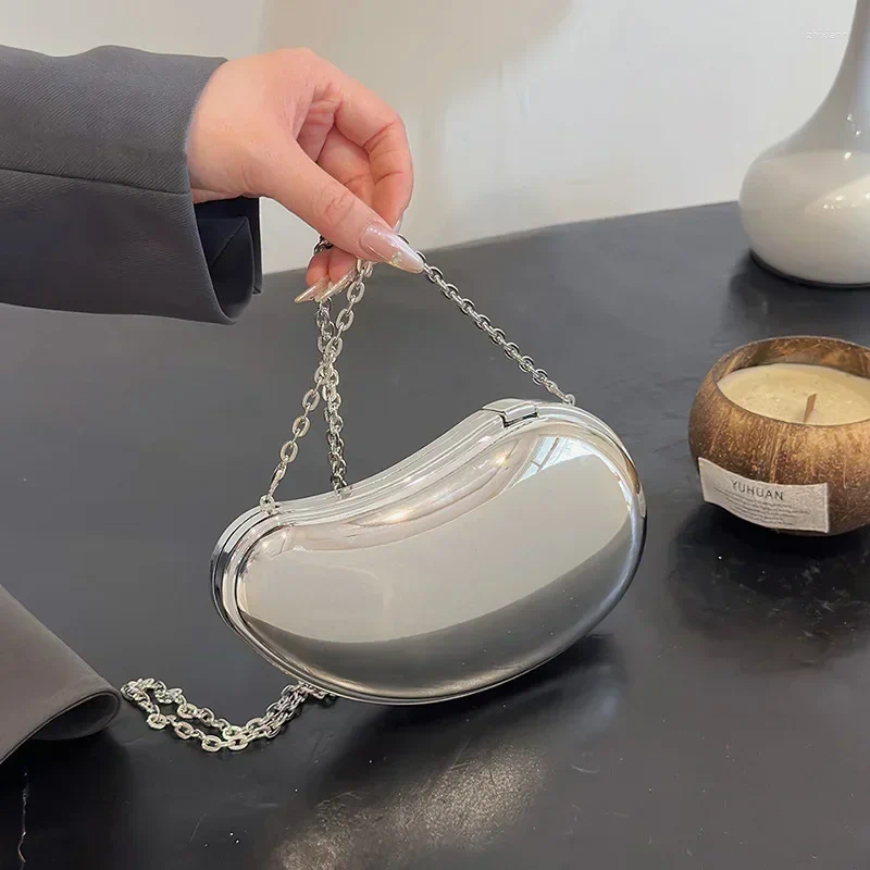 2025 NEW Totes Acrylic Shell Shape Clutch Bag Women Evening Party Cute Metal Shiny Purse Gold Sier Handbag Quality zhanyishengli