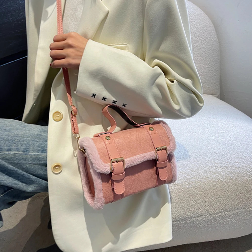 High Appearance Winter Cashmere Velvet Bag Autumn Small Square Handbag Suede Bag 241205