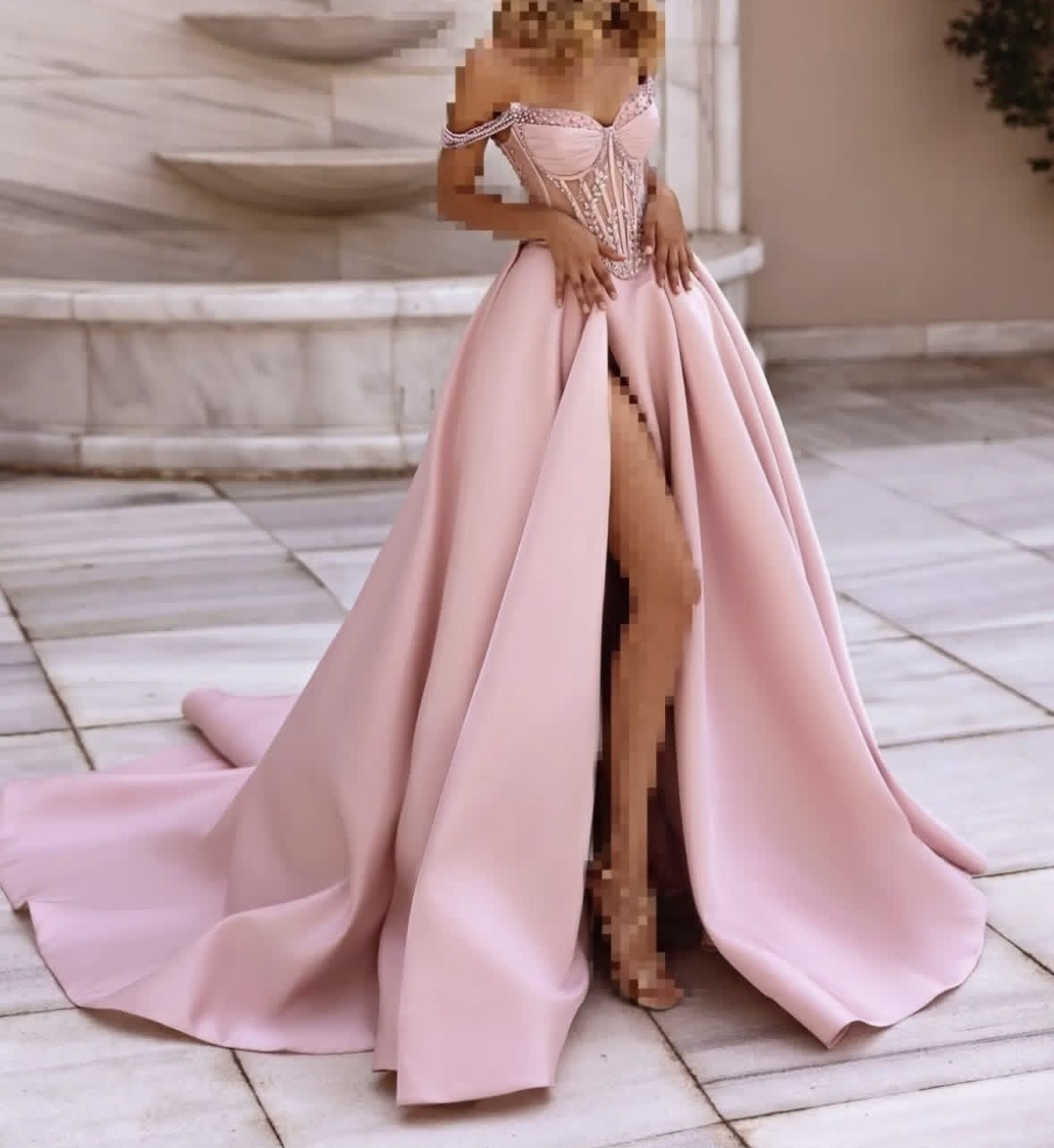 Modern Side Split Prom Dresses Off Shoulder Beaded Sexy Long Pink Evening Gowns 2025 A Line Princess Corset Pageant Dress