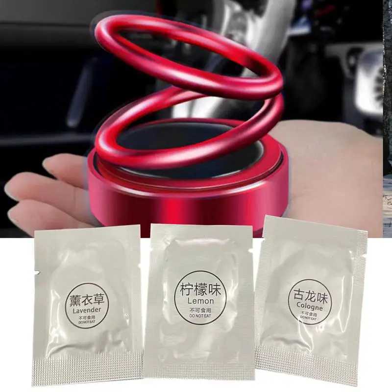 1Pcs Portable Mini Car Air ener Solar Powered Double Ring Rotating Air Cleaner Perfume Fragrance Diffuser DecorationXJ241213