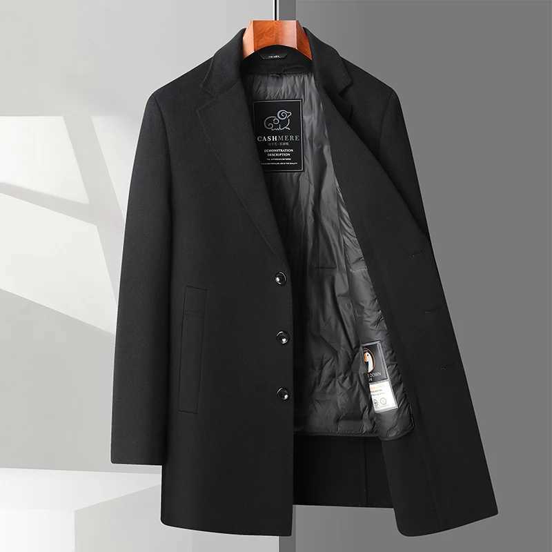 High Quality Long Boutique Goose Down Inner Liner Double-sided Ni Coat Mens Winter Coat 2024 New Wool Coat Two-piece Set M-4XLXJ241212