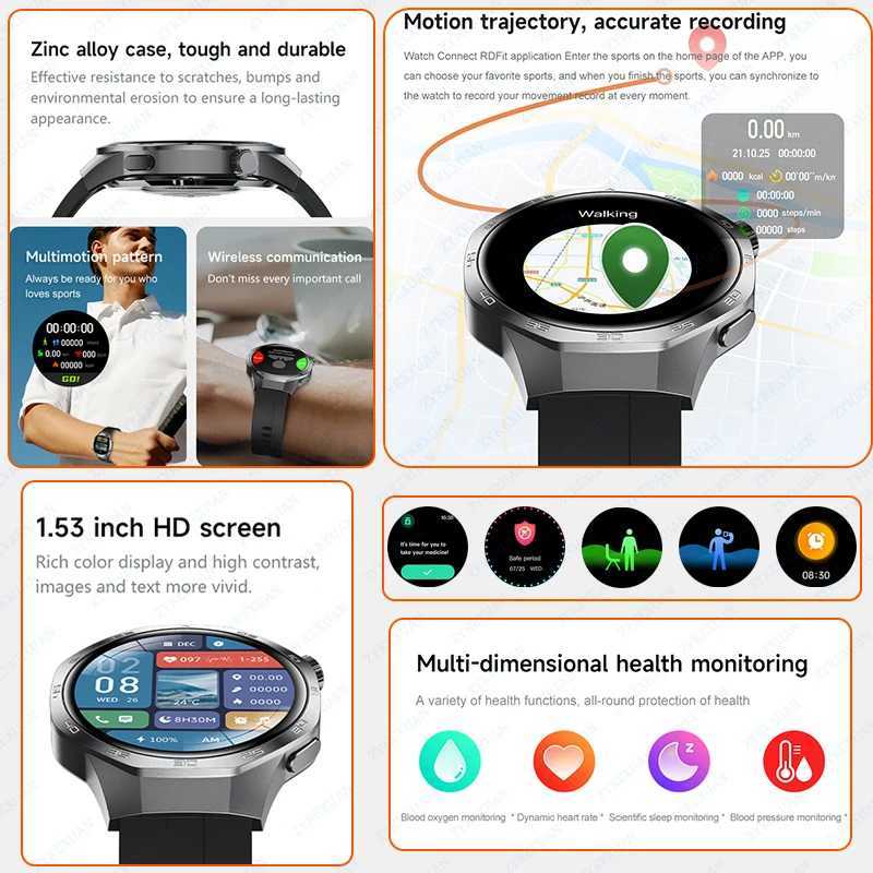 Watch GT Series 5 Pro GPS Sports Smart Watch Mens Heart Rate BT Calling Compass Waterproof NFC Mens Smart Watch Suitable for Android iOS T241213