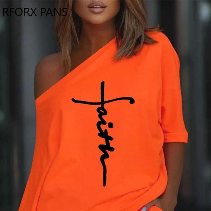 Women's Two Piece Pants Women Chic Thr Quarter Slves Letter Pattern Skew Collar Mini Casual Straight Short Sets Y241213PQN3