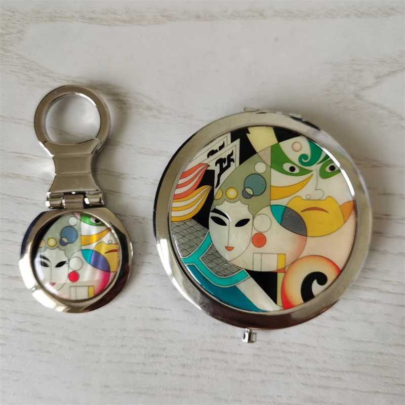 Mother of Pearl Makeup Mirror Dual Compact Folding Magnify Butterfly Flowers Design Cosmetic Purse Hand Mirror With KeychainXJ241213