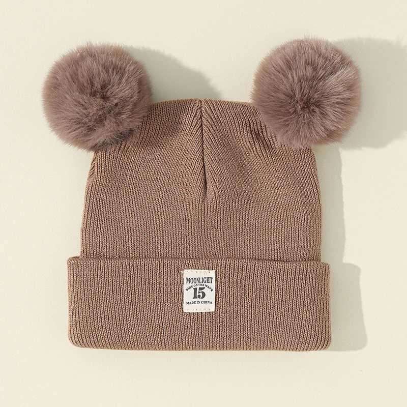 Winter Children Warm Baby Knitted Hats With Pom Kids Knit Beanie Hats Solid Color Childrens Hat For Boys Girls AccessoriesXJ241213