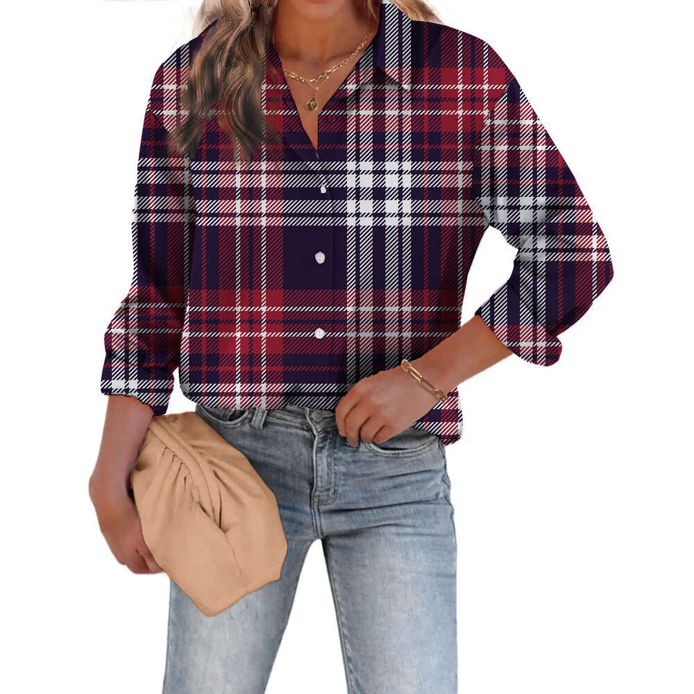 Fashionable European American Shirts For Spring Autumn, Loose Fitting, Digital Printed, Single Breasted, Autumn Cardigan, Women's Shirts, Trendy 