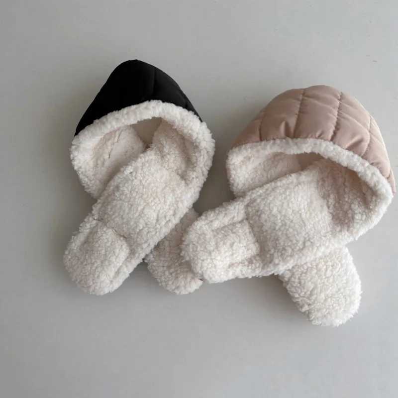 Scarves Wraps Winter Soft Fleece Wool Baby Scarf Children Warm Plush Neck Wrap Boy Girl Cross Cotton Padded High Quality Muffler Neck Scarf H241213