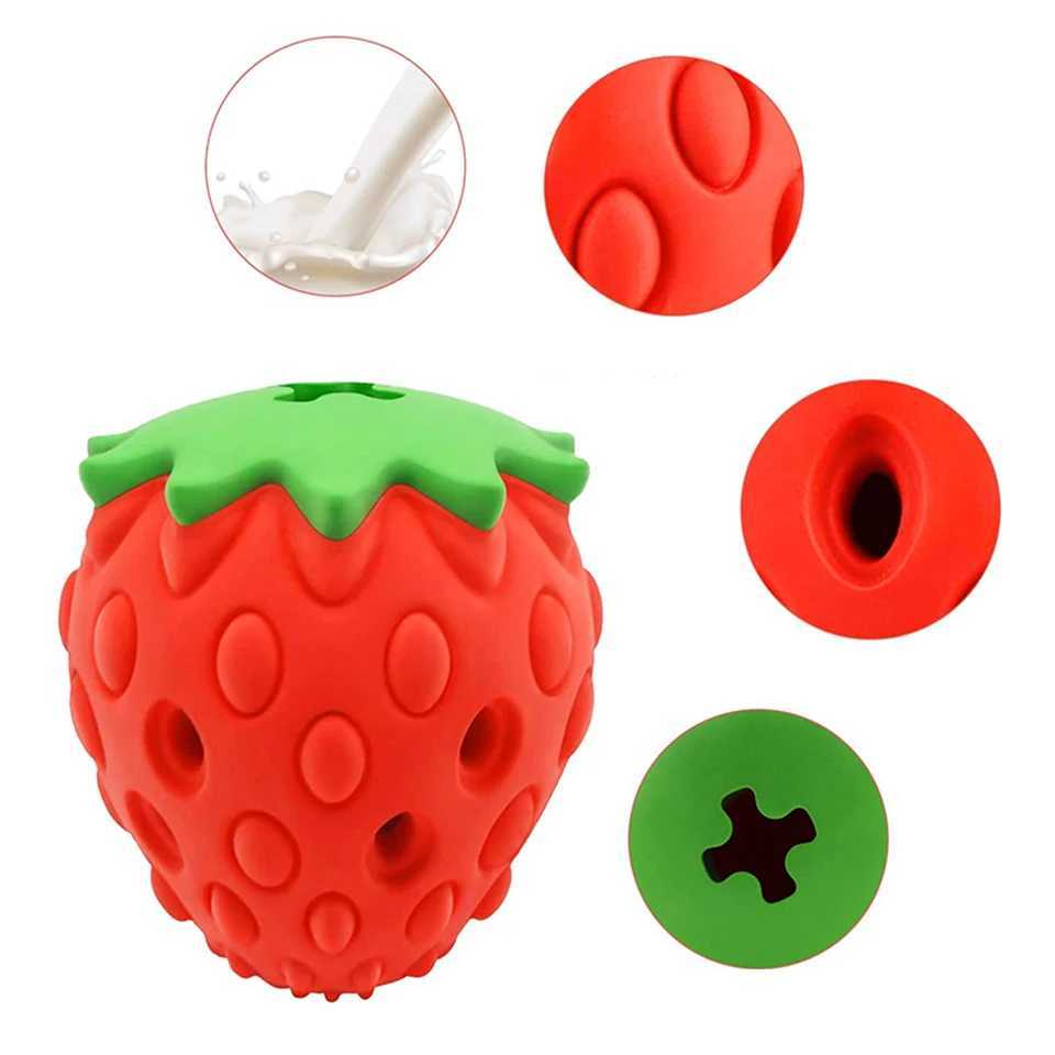 Dog Chewing Toy Rubber Cute Strawberry shaped Food Leakage Toy Durable and Environmentally Friendly Food Distributor Dog Toy X241213