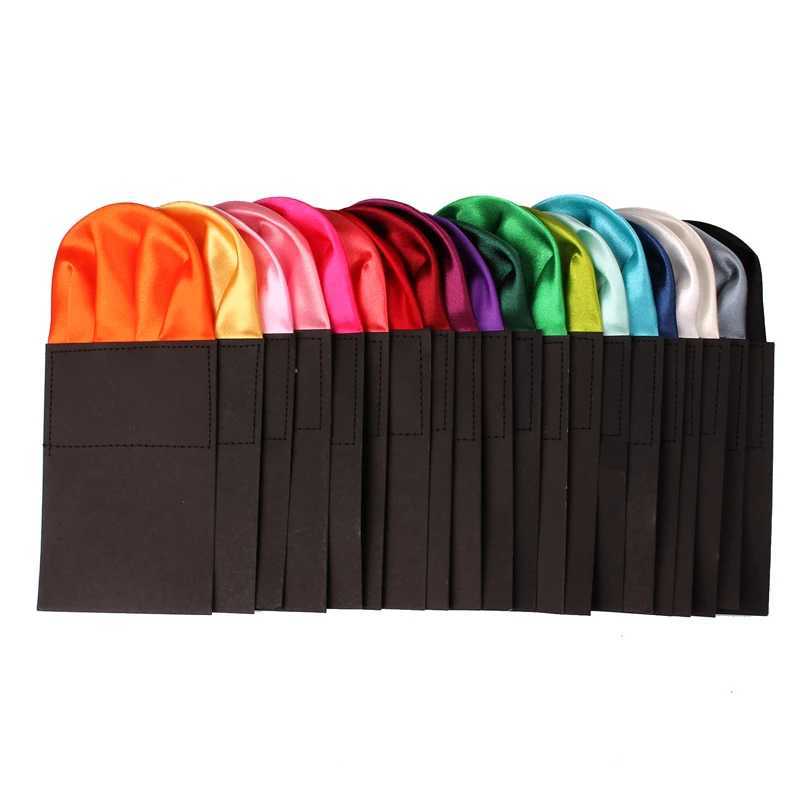Fashionable solid silk satin handle candy color set pocket square mens business box towel Hanji set napkins Hanji W241213