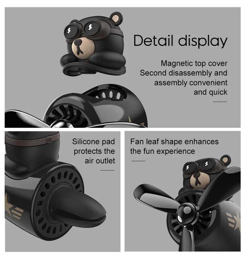 Car Air ener Bear Pilot Rotating Propeller Aroma Interior Perfume Diffuser Outlet Fragrance Ornament Car AccessoriesXJ241213