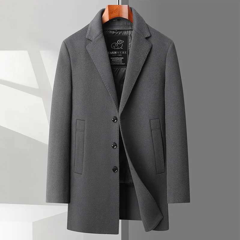 High Quality Long Boutique Goose Down Inner Liner Double-sided Ni Coat Mens Winter Coat 2024 New Wool Coat Two-piece Set M-4XLXJ241212