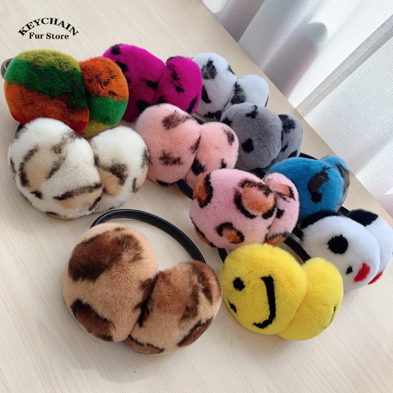 Womens Leopard Pattern Earrings Winter Earrings Soft Warm Fur Real Rex Rabbit Earrings Cold Weather Fur Eraser 241211