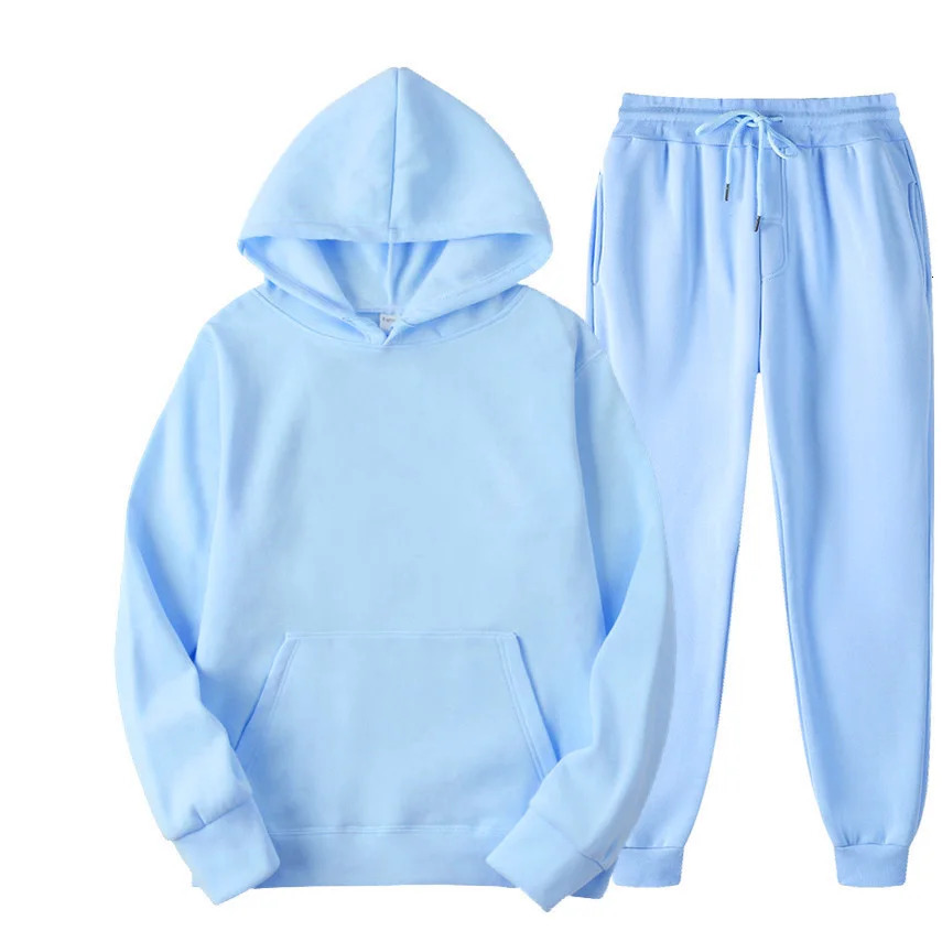 Mens and womens sportswear casual jogging set sweatshirt hooded sweatshirtsweatpants 2piece fashionable warm solid color loose 241211