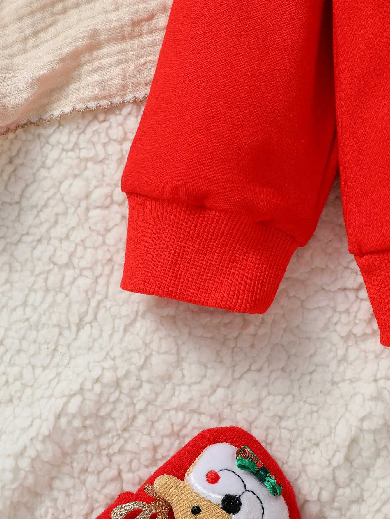 2024 New Baby Gilrs Autumn/Winter 6M-4Y Christmas Baby Preschool Clothing Set Santa Claus Embroidered Top Flat Pants W241213