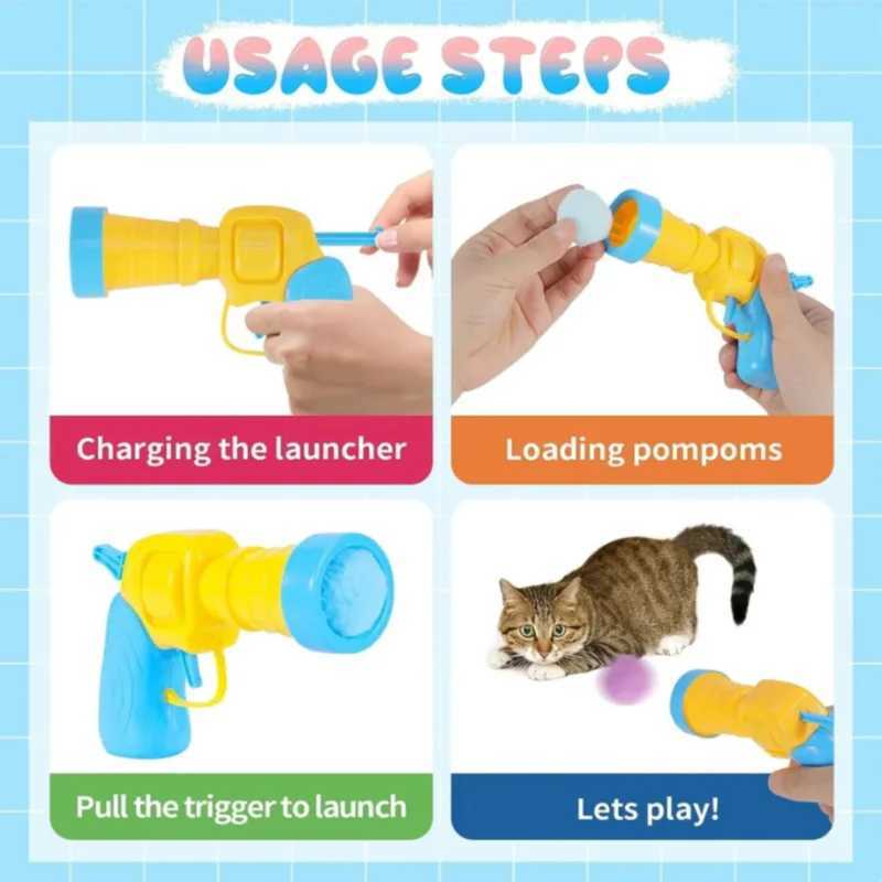 Plush Ball Shooting Gun Cat Toys Interactive Kittens Mini Pompoms Launcher Games Pet Accessories Indoor Cats Self Fun Toy X241213