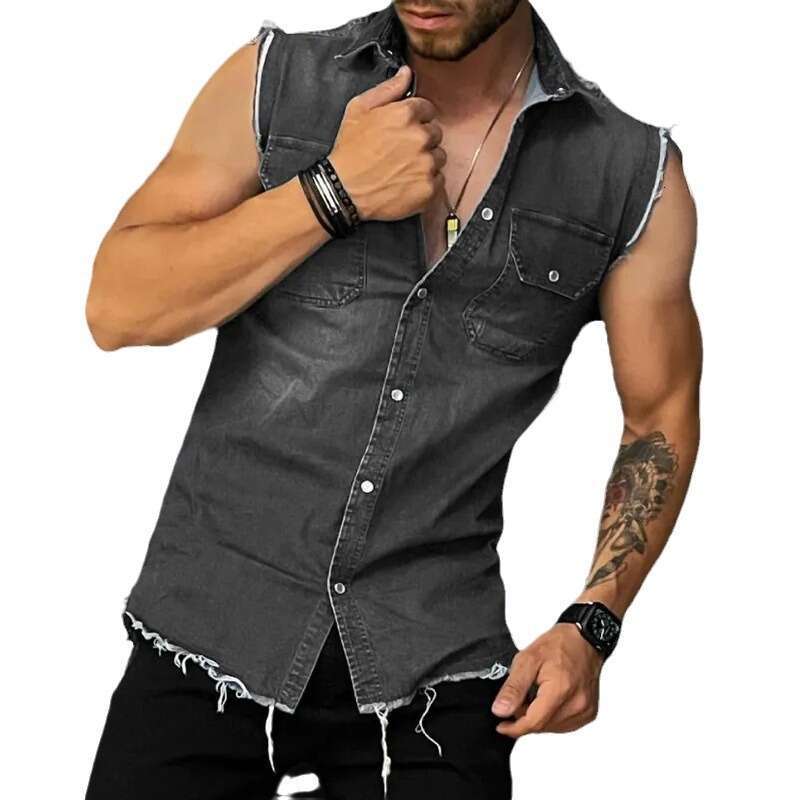 European And American Fashion Casual Lapel Sleeveless Button Up Cardigan Pocket Denim Vest Fashionable Quality Classic