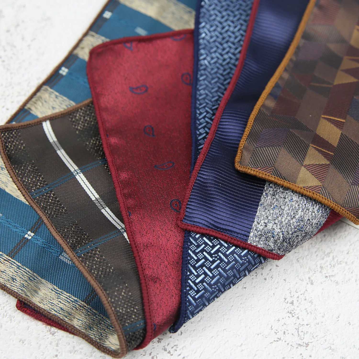23cm Fashion Polyester Mens Pocket Square Striped Paisley Grey Handkerchief Formal Suit Tie Pocket Chest Scarf Shirt Hanky W241213