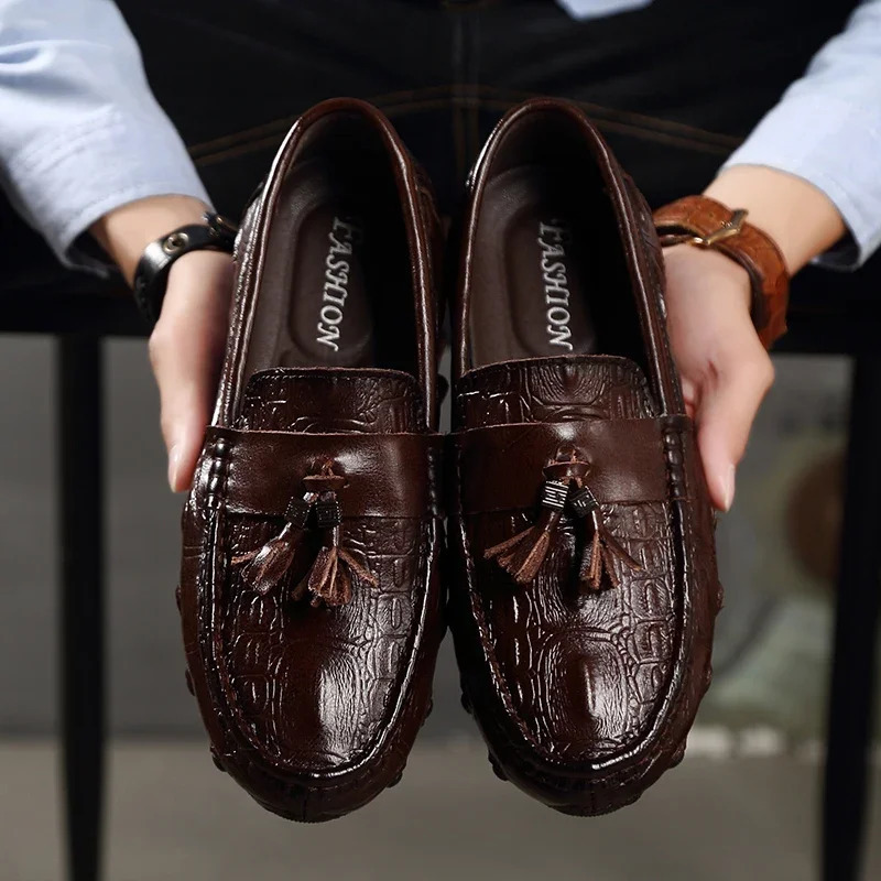 Mens Loafers Casual Shoes For Men Moccasins Leather Slip On Boat Shoes Handmade Driving Shoes Male Style 241206