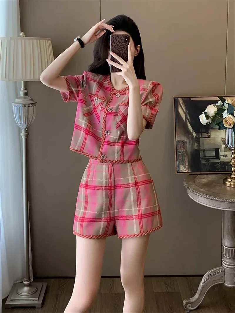 Women's Two Piece Pants Summer Cool Sasa Pulling Sister Bombing Strt Reducing Age Fashionable Western Style Small Fragrance Set Womens Summer Hig
