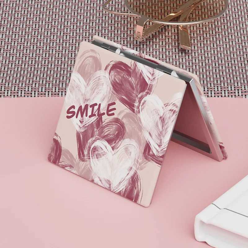 Mini Double-Sided Folding Pink Vanity Mirror Cute Handheld Cosmetic Mirror Portable Square High-Definition Mirror Make Up ToolsXJ241213