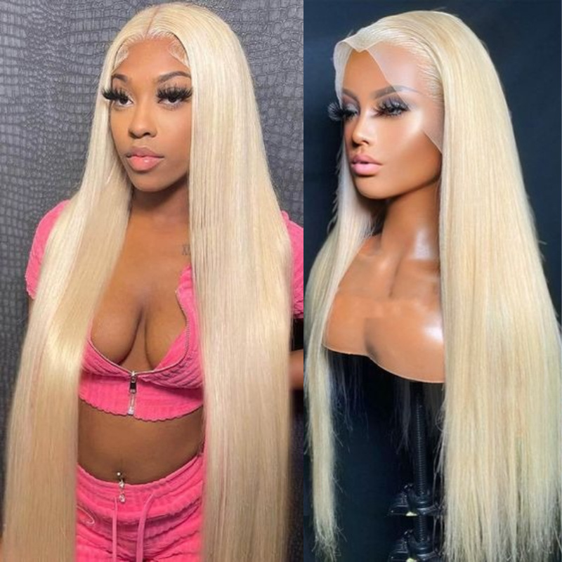 Blonde 613 Big Curly Human Hair Wigs 200Ddensity Preplucked Hairline Naturally 13x4 HD Lace Part Wig For Black Women Straight Closure Wig Ready To Wea