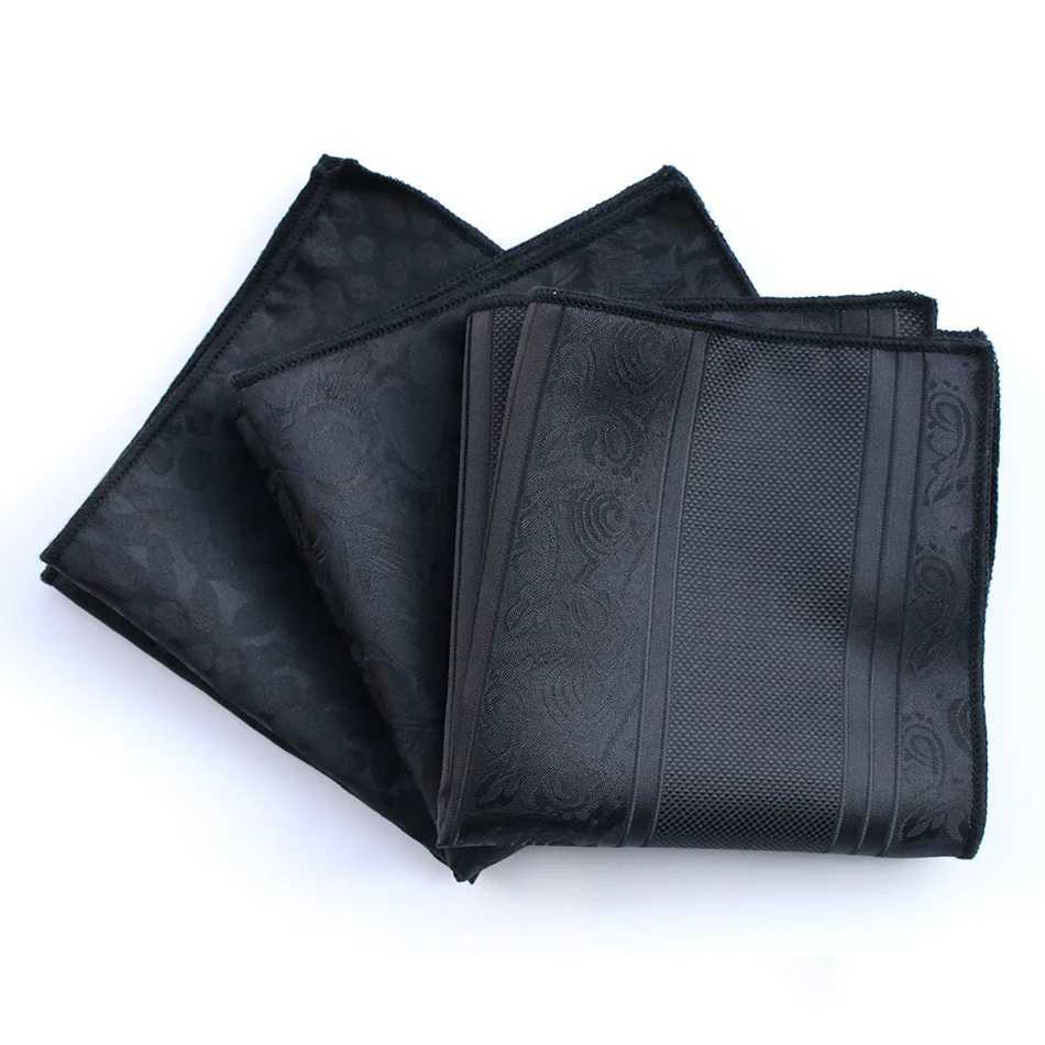 Classic Black Pocket Square Trendy British Style Polyester Paisley Handkerchief Formal Dress Chest Scarf Mens Suit Pocket Towel W241213