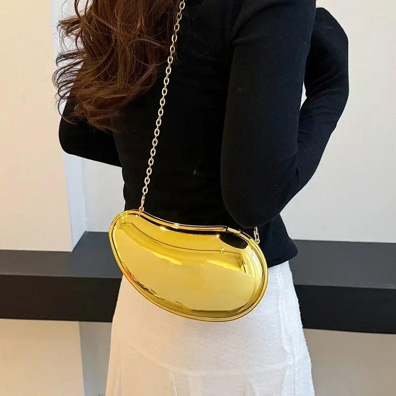 2025 NEW Totes Acrylic Shell Shape Clutch Bag Women Evening Party Cute Metal Shiny Purse Gold Sier Handbag Quality zhanyishengli
