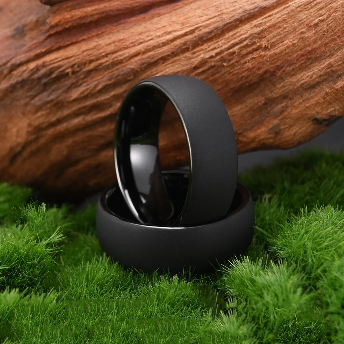 Black Tungsten Carbide Mens Ring 8mm Brushed and Polished Wedding Band Stylish comfortable for daily wear 241213