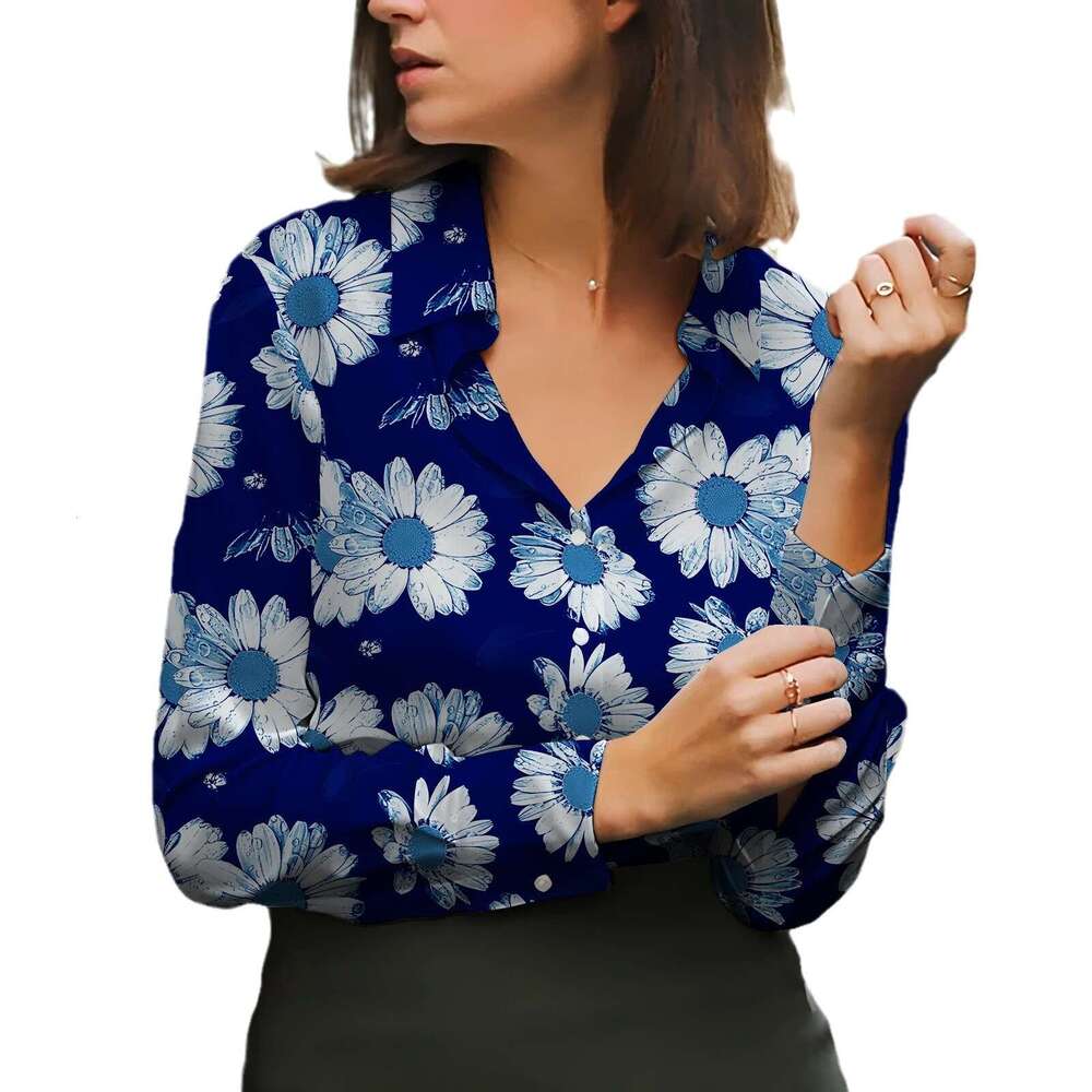 European American Women's Tops, Spring Autumn Long Sleeves, Digital Printed Shirts, Trendy Clothing, Fashionable And Casual Temperament