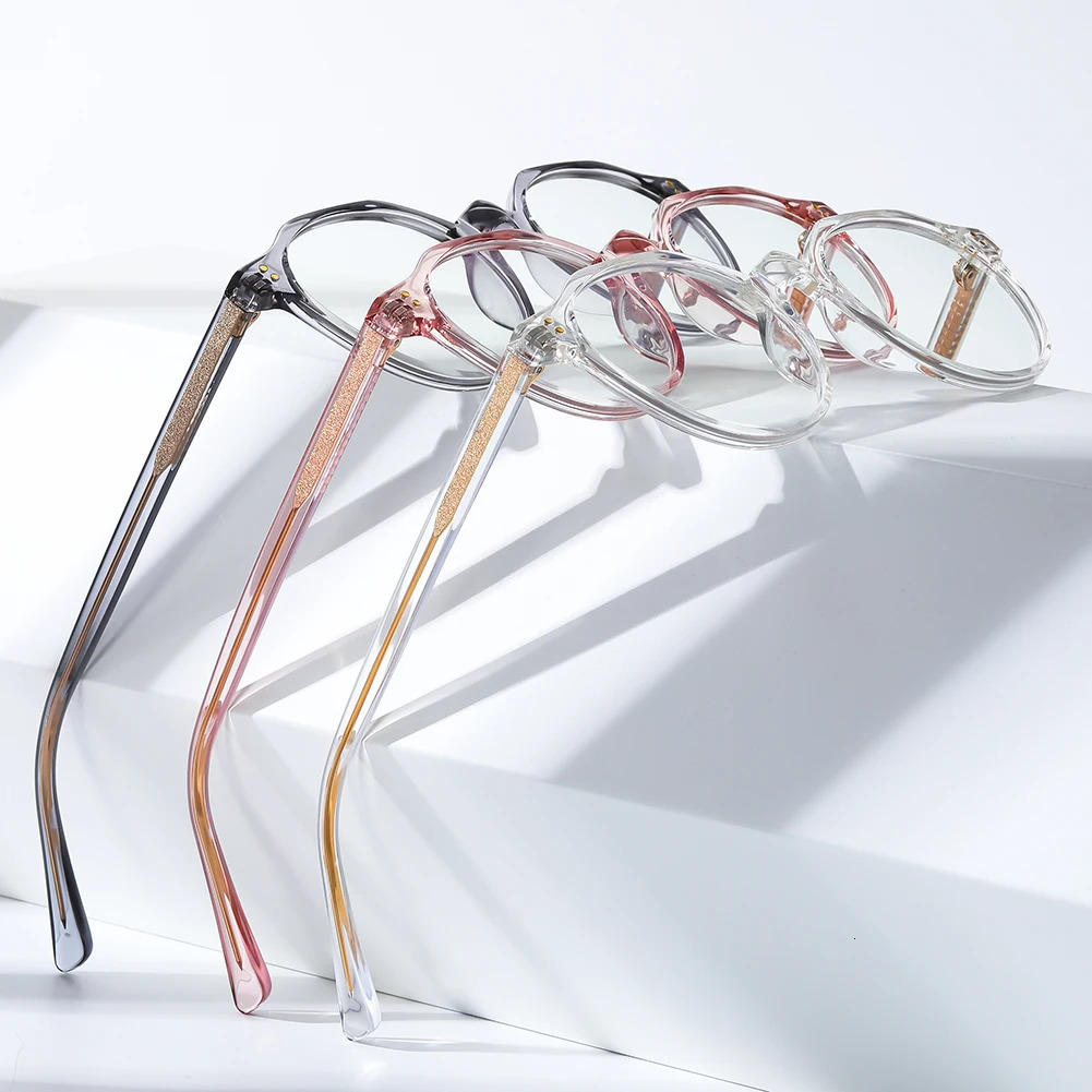 Kachawoo blue light blocking glasses round TR90 acetate retro frame men women unisex decoration clear black Korean style 241213