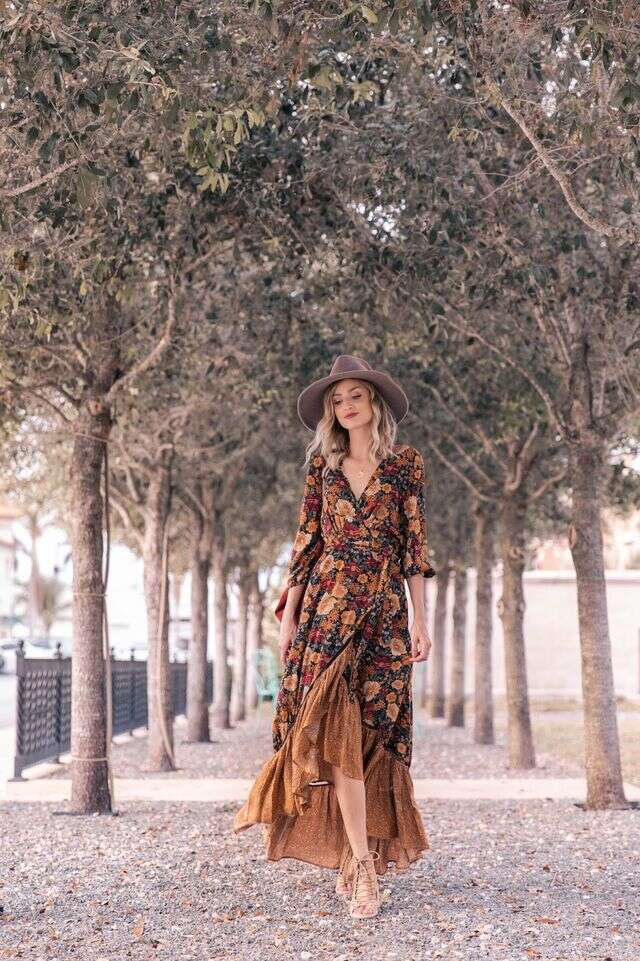 New Foreign Trade Women's Summer Casual Sleeve Printed Retro Dress Long Skirt