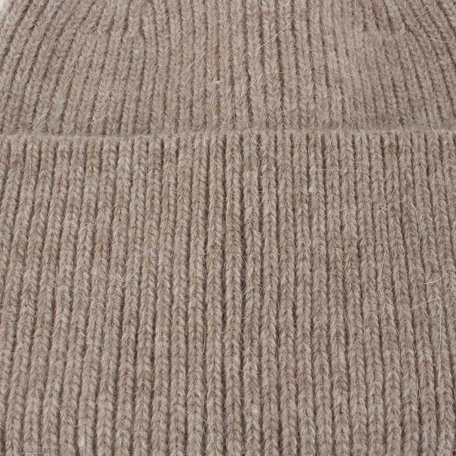 New Angora Rabbit Fur Knitted Beanie Hat Women Winter Real Raccoon Fur Pom Hats Warm Soild Color Ear Protection Warm CapXJ241213