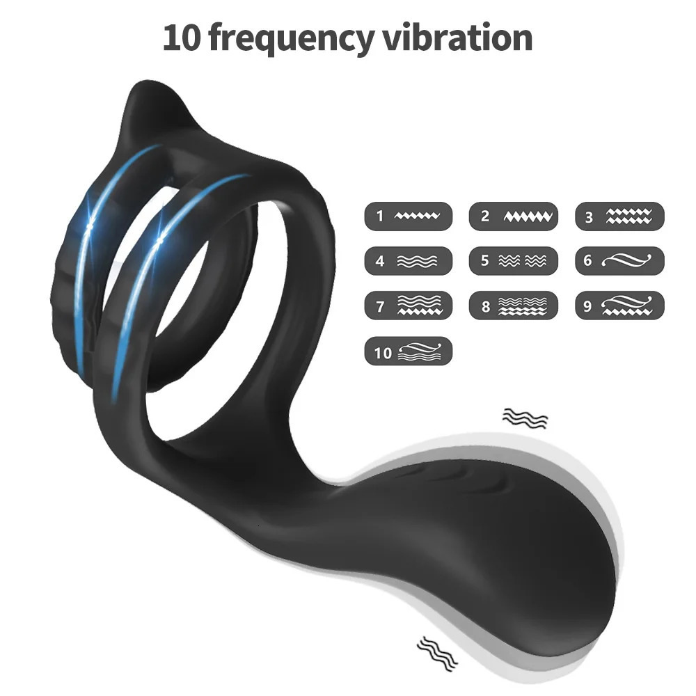 Male Silicone Penis Ring Wireless Ultra Soft CockRing 10 Vibration for Erection Enhancing Time Delay Ejaculation Sex Toy Men 241213