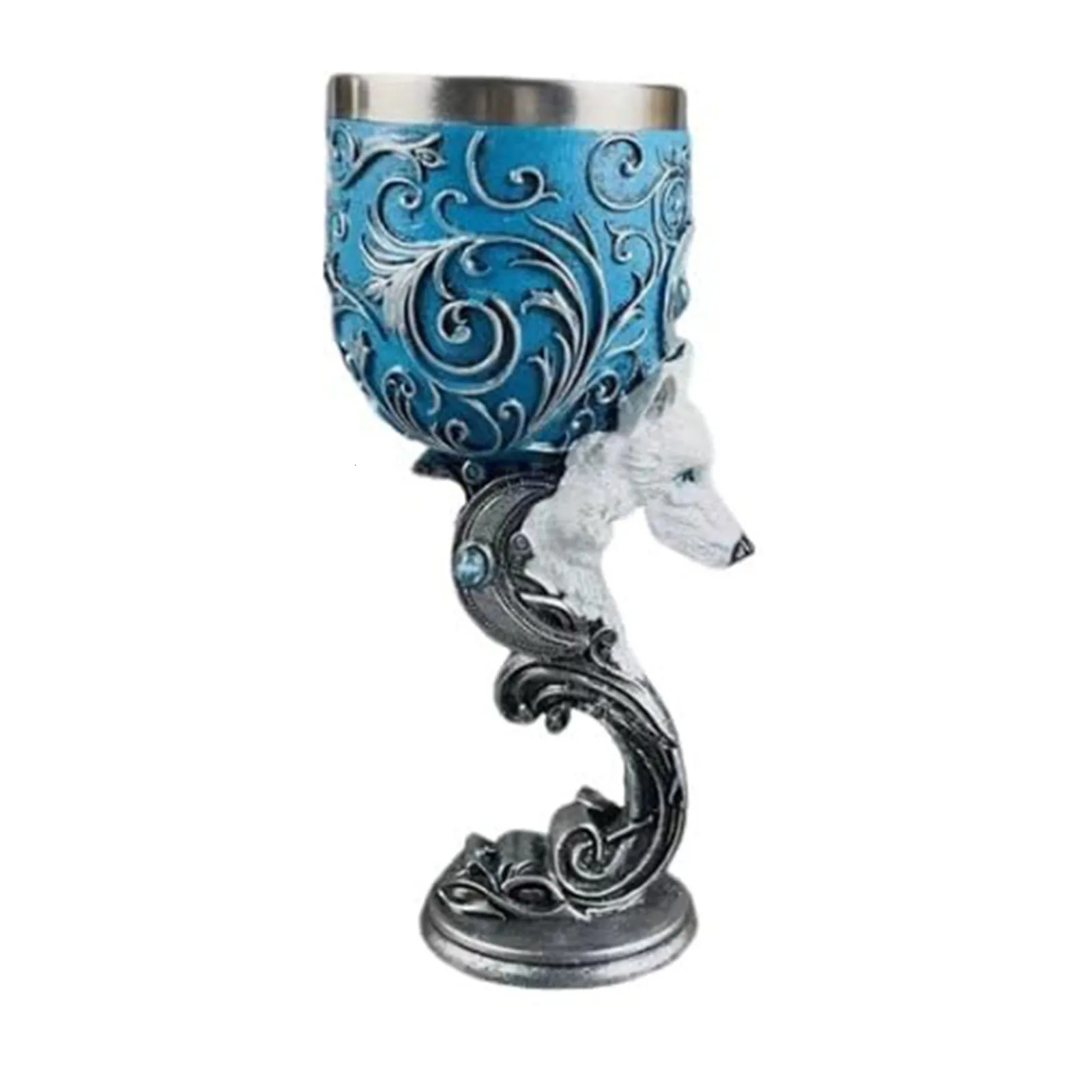 3D Carved Vintage Gothic Champagne Glass Handmade Stainless Steel Vintage Wine Glass 3D Carved Water Goblet Retro Wine Cup 241212