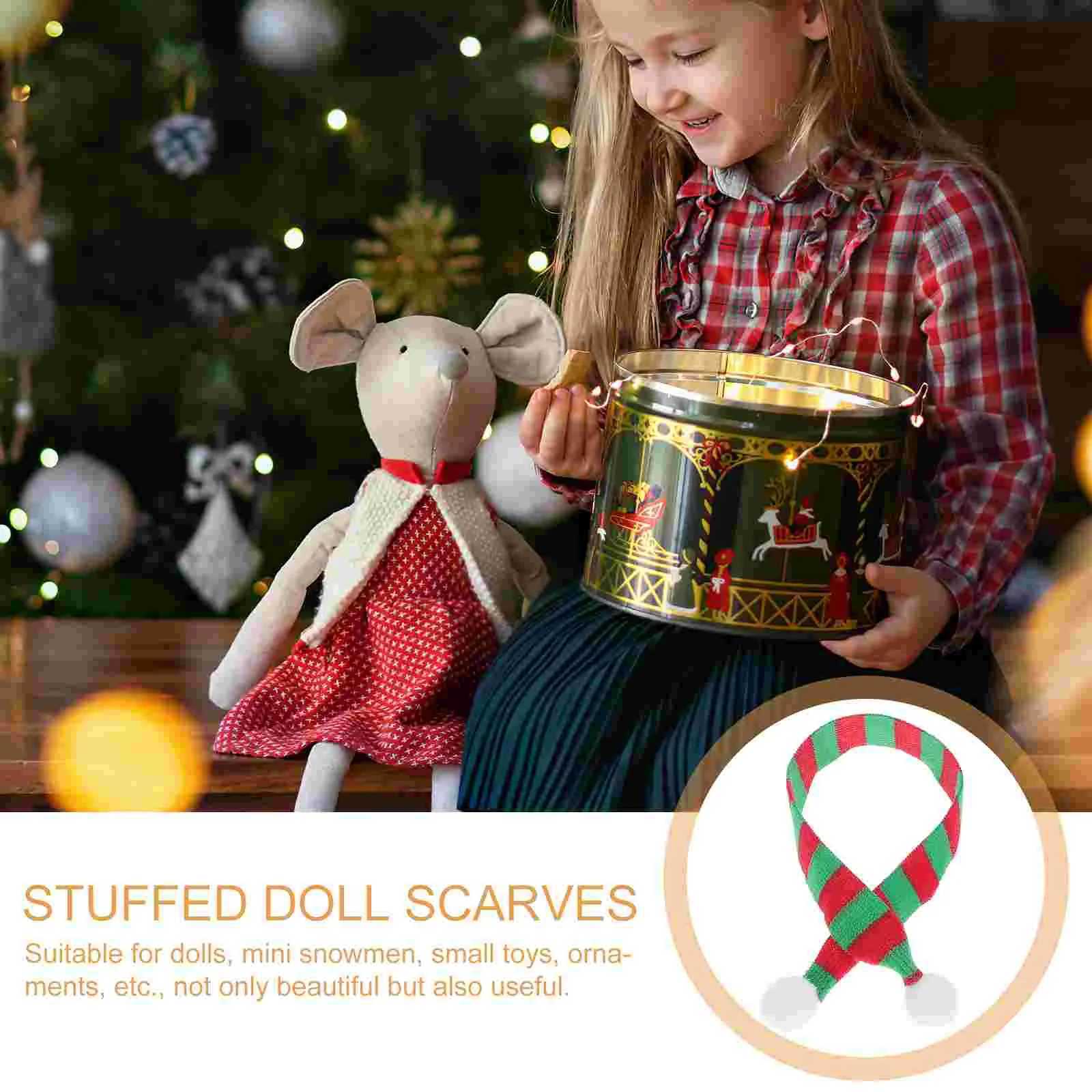 Scarves Wraps 20 Pcs Mini Christmas Scarf Decor Toy Figurine Scarves Bottle Decoration Snowman Cloth Nativity H241213