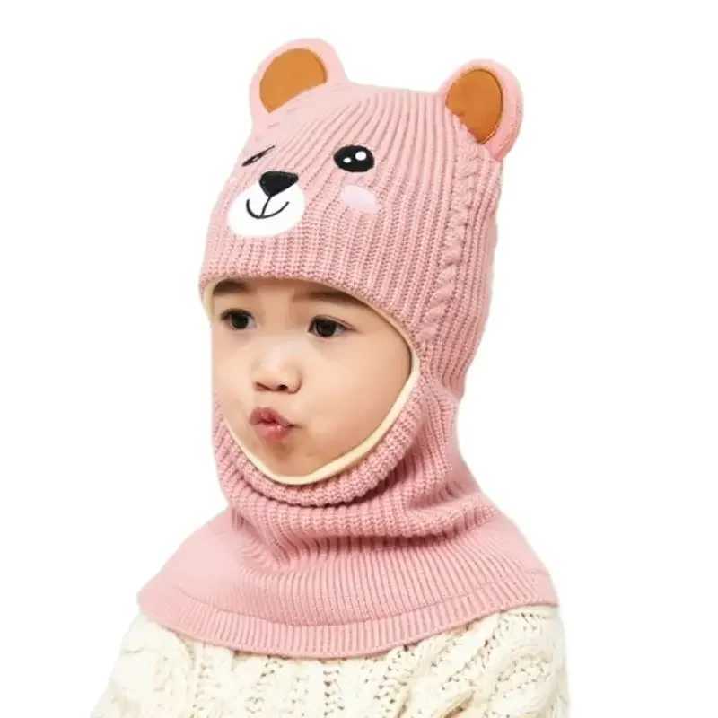 Boy Girl Beanie Protect neck Dinosaur Fox Bear Windproof Winter Knit Hat Child Girls Earflap Caps For 2 to 7 Years OldXJ241213