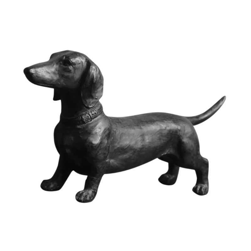 652F Dachshund Figurine Sculpture He Desktops Decorations Standing Long Dog Resins Small Statue Outdoor Garden Ornament Y241212