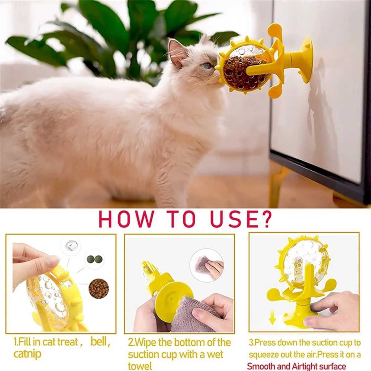 C Dog Puzzle Toy Interactive Cat Slow Feeding Machine Windmill Treatment Distribution Dog Toy with Powerful Suction Cup Pet Treatment Toy X241213