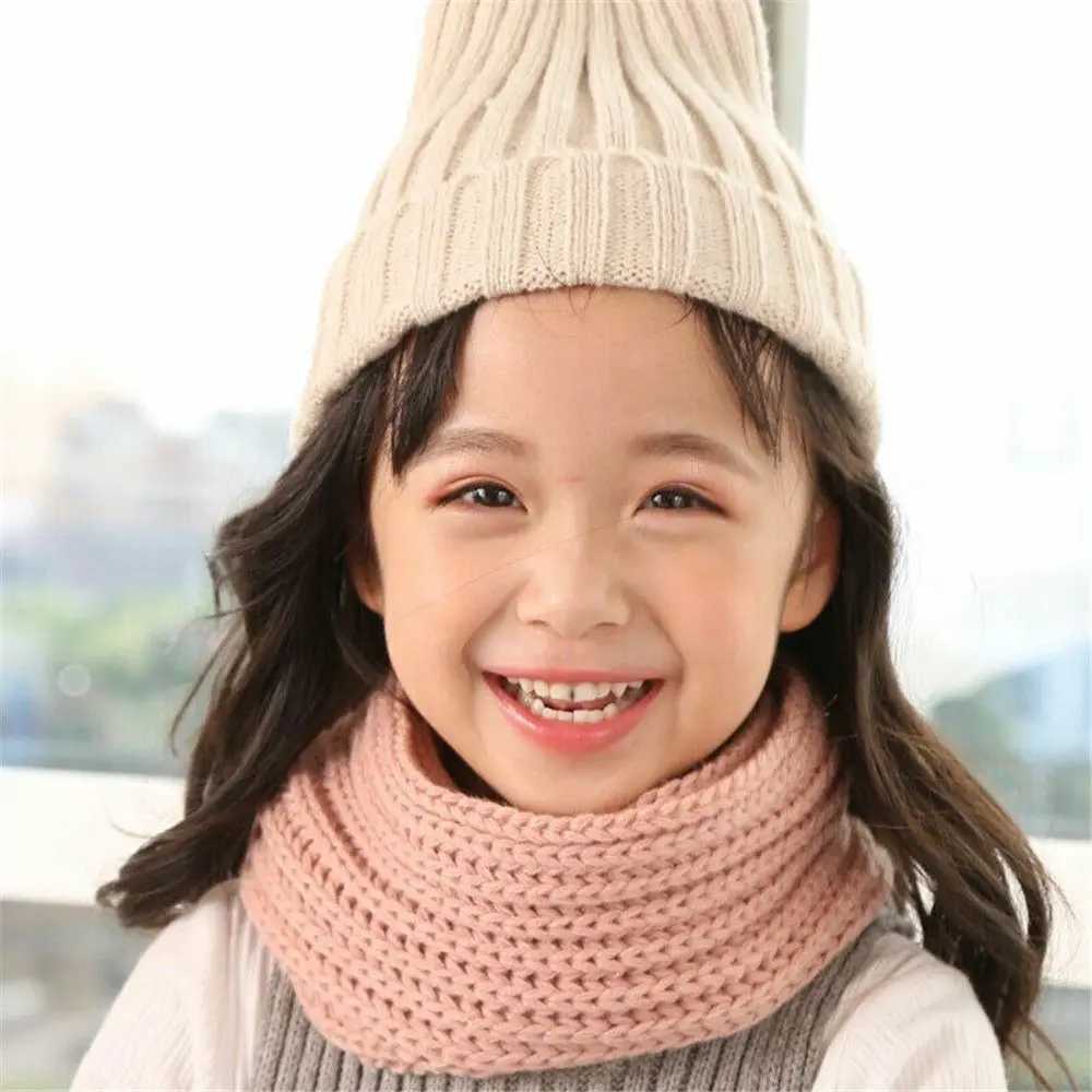 Scarves Wraps Fashion Boy Girl Winter Warm Scarf Knitting Wool Children Neck Warmer Wrap Outdoor Soft Neck Cover Windproof Neck Protection H241213